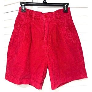 62 East Women’s Vintagе Red Corduroy Bermuda Shorts size 7/8 Pleated High Waist